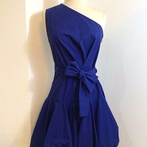 NWT DEREK LAM 10 CROSBY LULU NAVY COTTON ONE SHOUDER MINI DRESS SIZE 2 $395